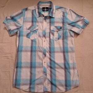 i jeans by Buffalo Short Sleeve Plaid Button Down Shirt Men's Size Medium